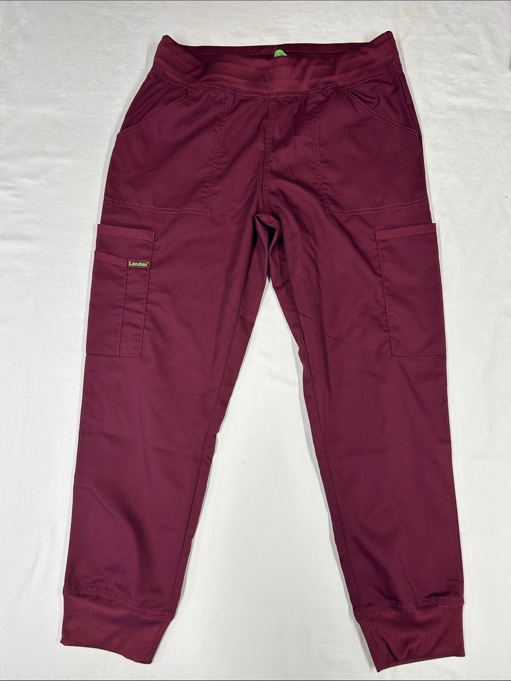 Landau Women's Burgundy Cargo Jogger Scrub Pants